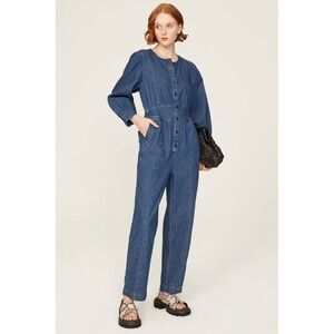 NEW $128 MSRP Madewell Straight Leg Denim Jumpsuit Utility Artsy‎ Coveralls Sz 2